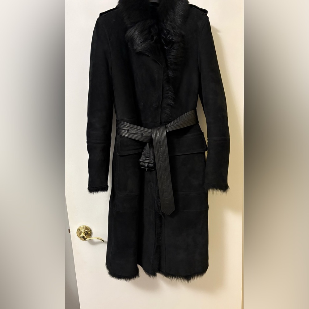 Burberry London Ladies Shearling Coat SZ 4